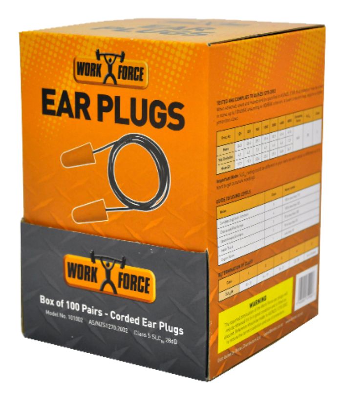 Bullet Shaped Corded Ear Plugs – Box of 100 pairs