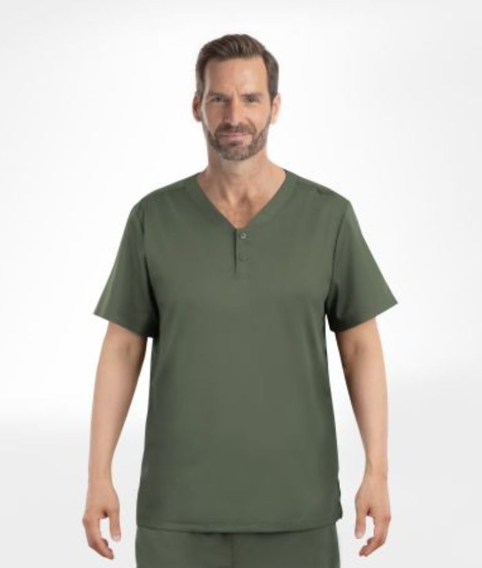 Mens Tuckable Henley Scrub Top