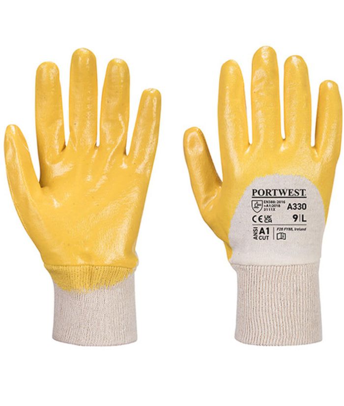 Portwest Yellow Nitrile Light Knitwrist Glove