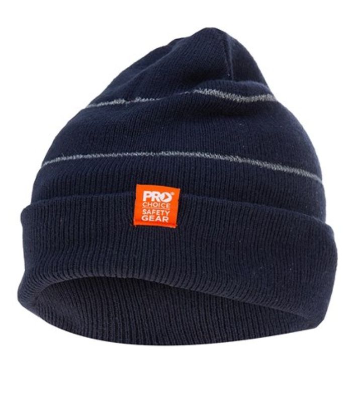 Hi Vis Orange Beanie with Retro-Reflective Stripes