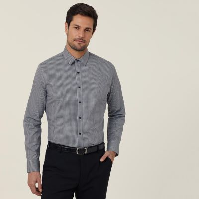 Avignon Gingham Check Stretch Long Sleeve Slim Shirt