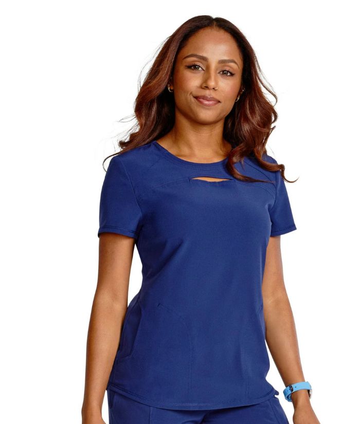 Allura Stylized Round Neck Scrub Top