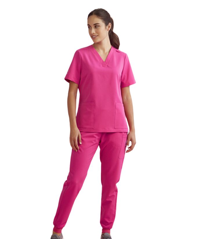 Womens Pink V-Neck Scrub Pant