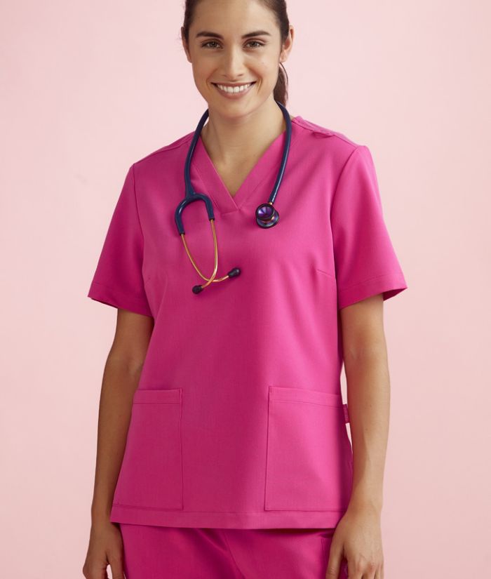 Womens Pink V-Neck Scrub Top