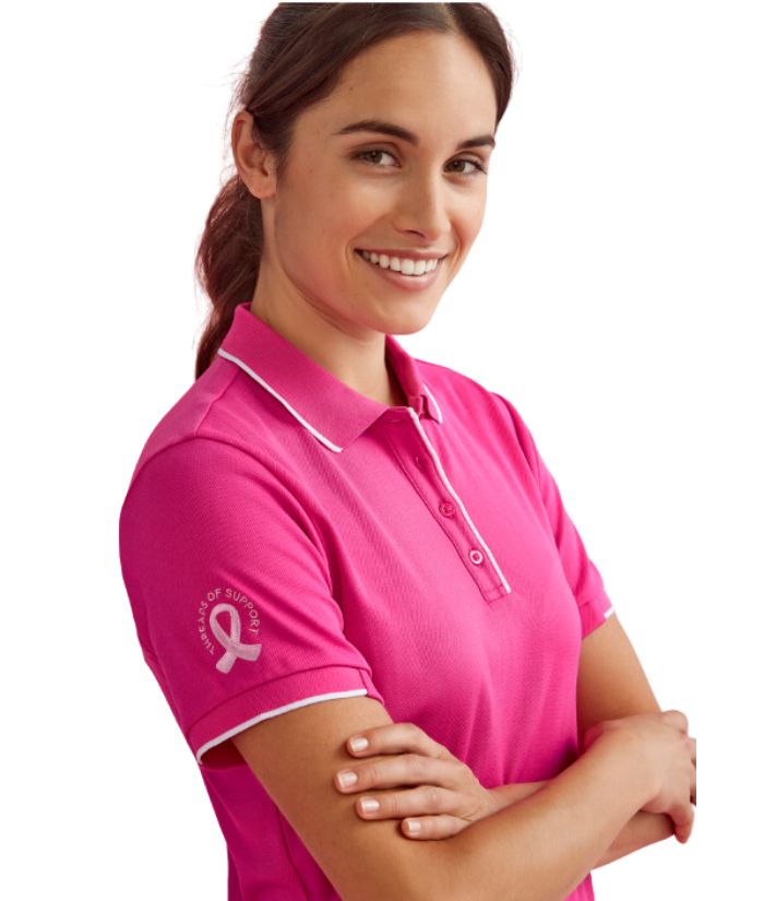 Womens Pink Short Sleeve Polo