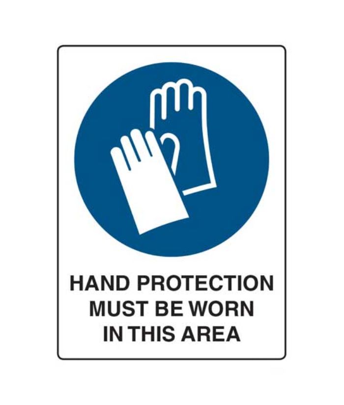 Hand Protection Must Be Worn In This Area Sign