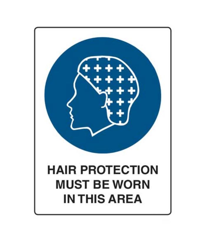 Hair Protection Must Be Worn In This Area Sign