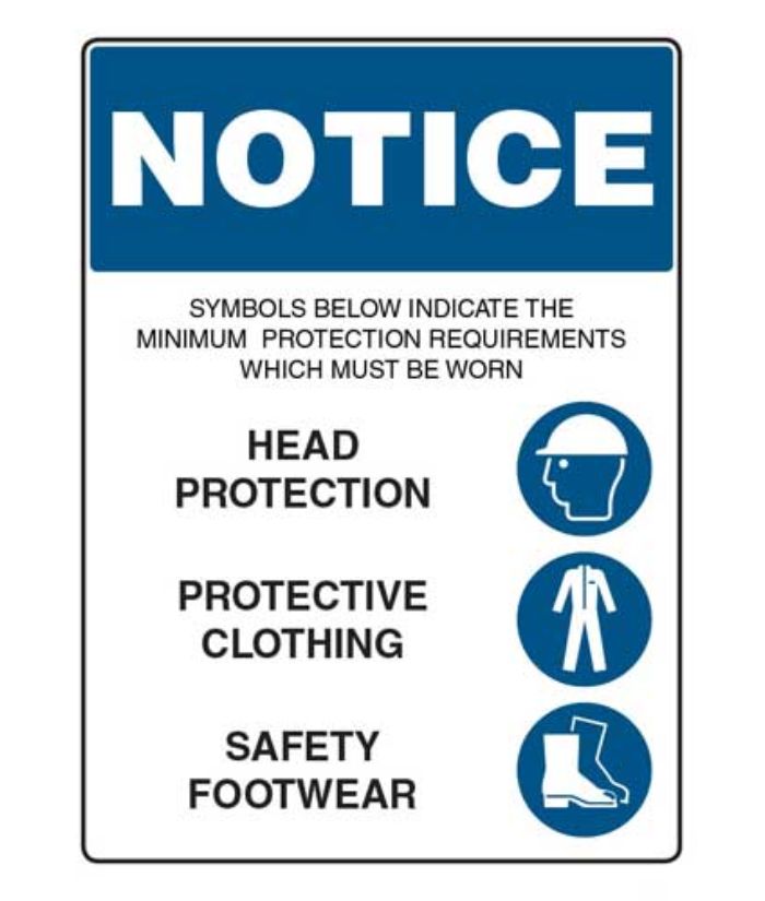 Notice-Head, Protective Clothing & Safety Footwear Sign