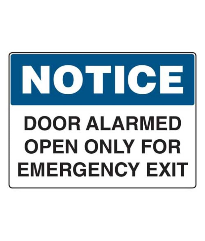 Doorway Sign- Door Alarmed Open Only For Emergency Exit