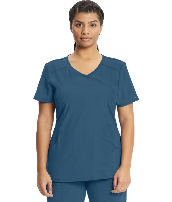 Infinity Women's Mock Wrap Solid Scrub Top