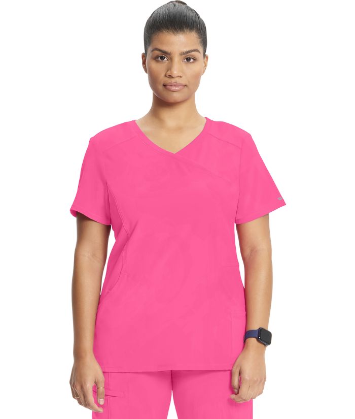 Infinity Women's Mock Wrap Solid Scrub Top