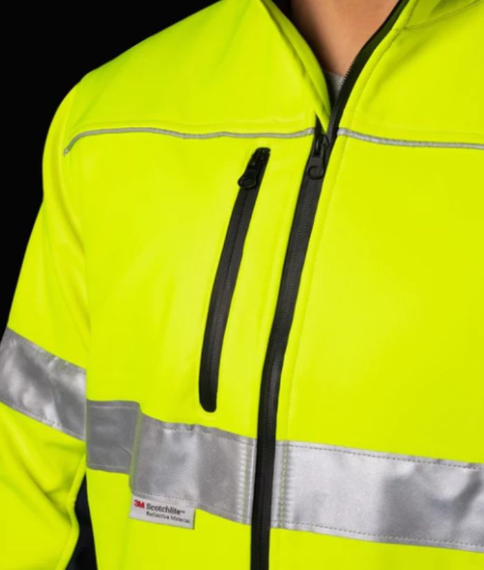 BAD Workwear Waterproof Hi Vis Softshell Jacket with 3M Tape