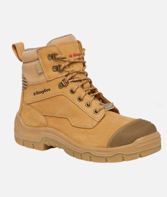 KingGee- Phoenix Zip/Lace Composite Safety Work Boots- Wheat