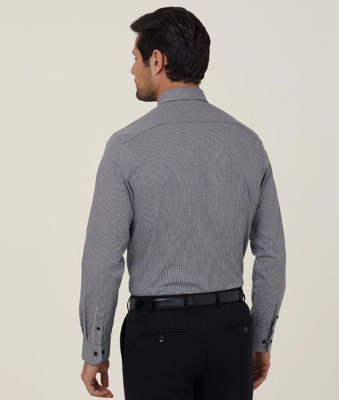 Avignon Gingham Check Stretch Long Sleeve Slim Shirt