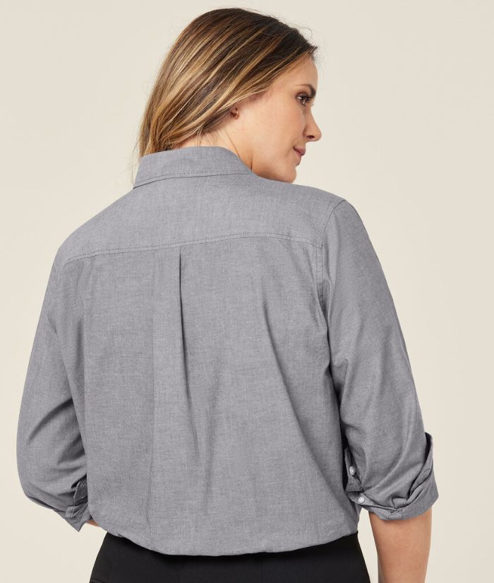 Cotton Chambray Long Sleeve Relaxed Shirt