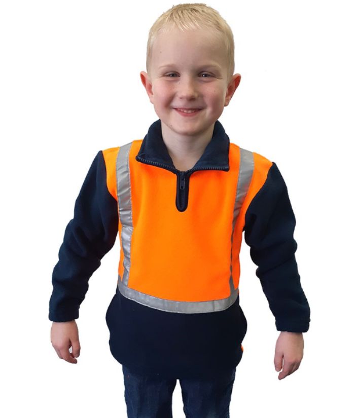 Caution Children's Hi-Vis Polar Fleece 1/2 Zip