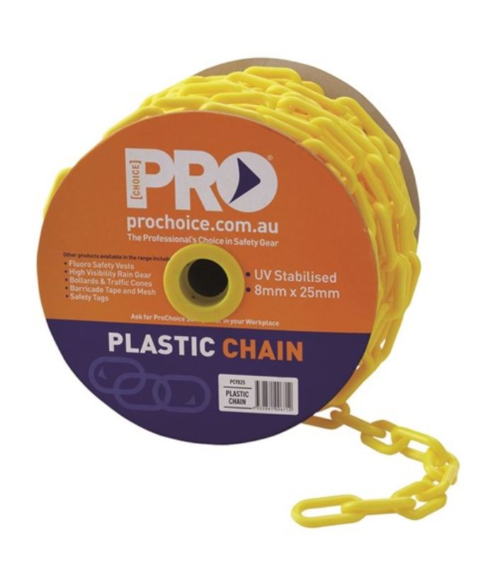 Plastic Safety Chain Yellow 8mm x 25m