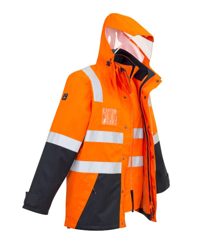 Mens Hi Vis 4 In 1 Waterproof Jacket