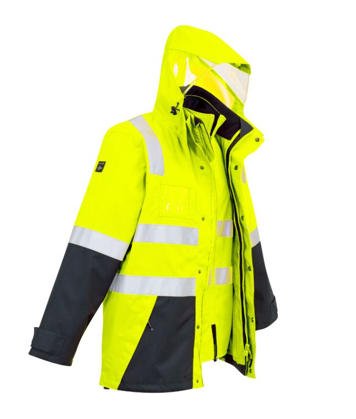 Mens Hi Vis 4 In 1 Waterproof Jacket