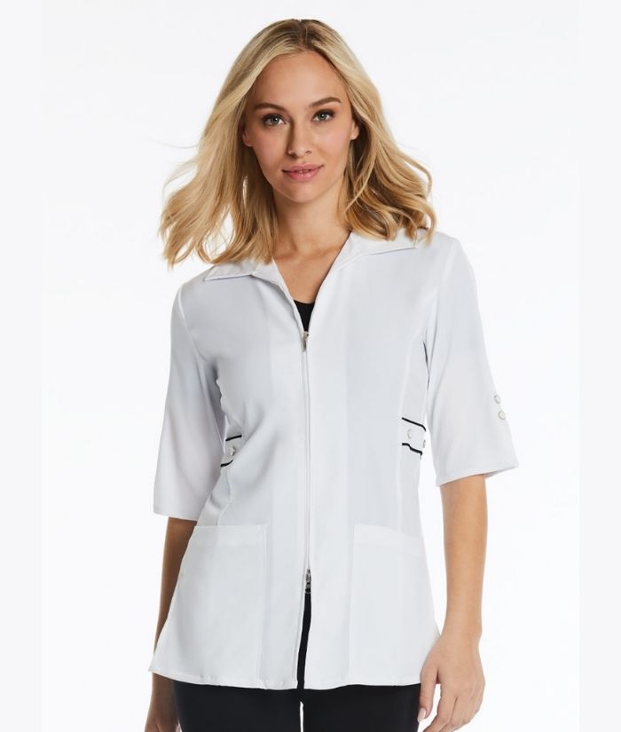 maevn-smart-womens-short-sleeve-lab-jacket-8802-white-black