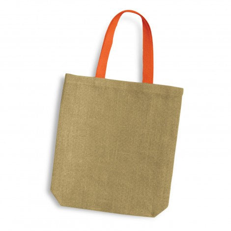 Thera Jute Tote Bag Coloured Handles - Uniforms and Workwear NZ - Ticketwearconz