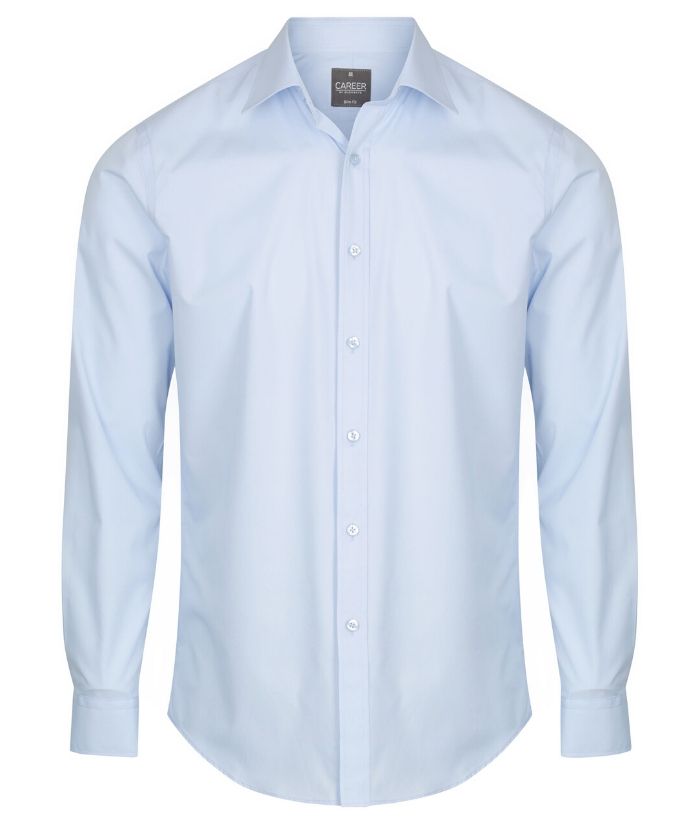 Nicholson Mens Premium Poplin Long Sleeve Shirt. 1520L Colours: Black, Navy, SIlver, Sky, Star White, Charcoal, French Blue. Sizes: 37 - 50cm Neck