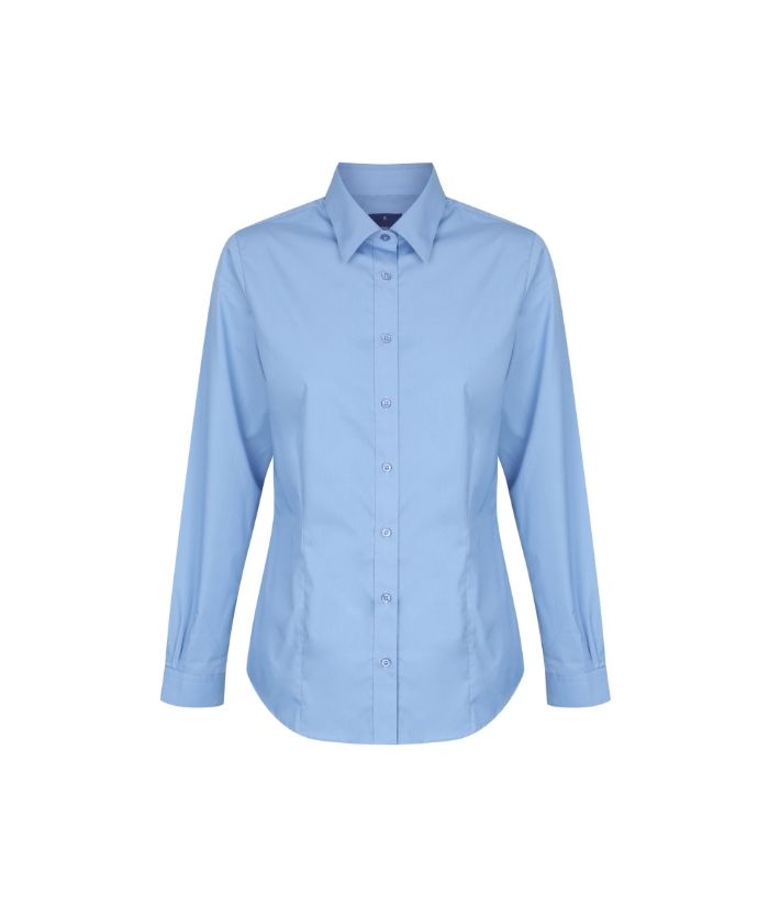 Nicholson Premium Poplin, Womens Long Sleeve Shirt - Uniforms and Workwear NZ - Ticketwearconz