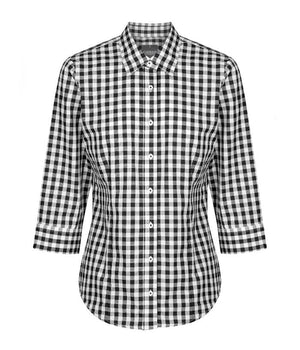 Degraves Royal Oxford Check 3/4 Sleeve Womens Shirt - Uniforms and Workwear NZ - Ticketwearconz