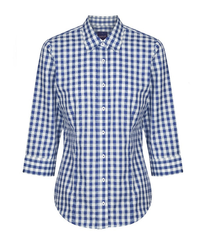 Degraves Royal Oxford Check 3/4 Sleeve Womens Shirt - Uniforms and Workwear NZ - Ticketwearconz