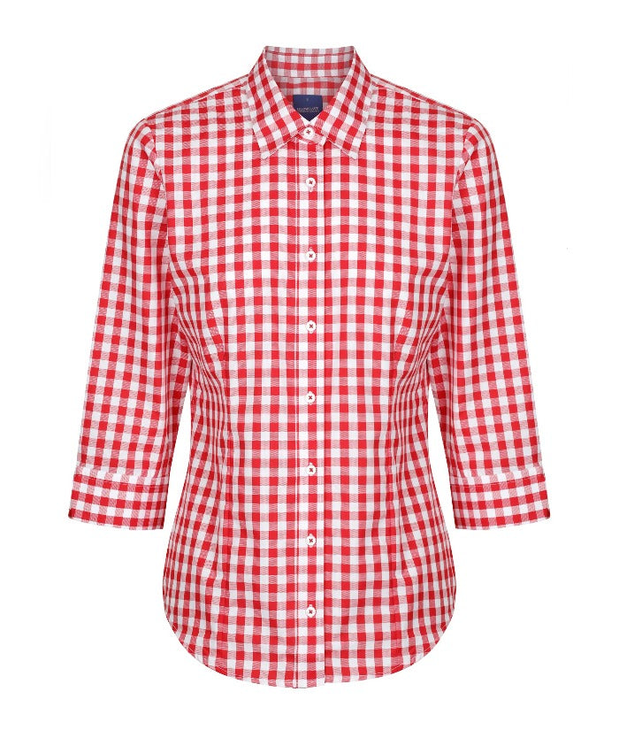 Degraves Royal Oxford Check 3/4 Sleeve Womens Shirt - Uniforms and Workwear NZ - Ticketwearconz