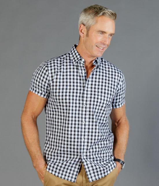 mens-short-sleeve-check-shirts-Degraves Royal Oxford Check Short Sleeve Mens Shirt-1710hs