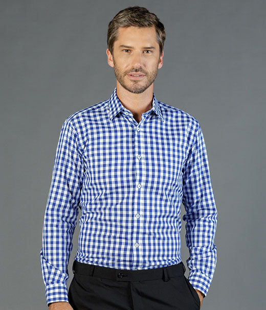 mens-long-sleeve-check-shirts-Degraves Royal Oxford Check Mens L/S Shirt-1710l