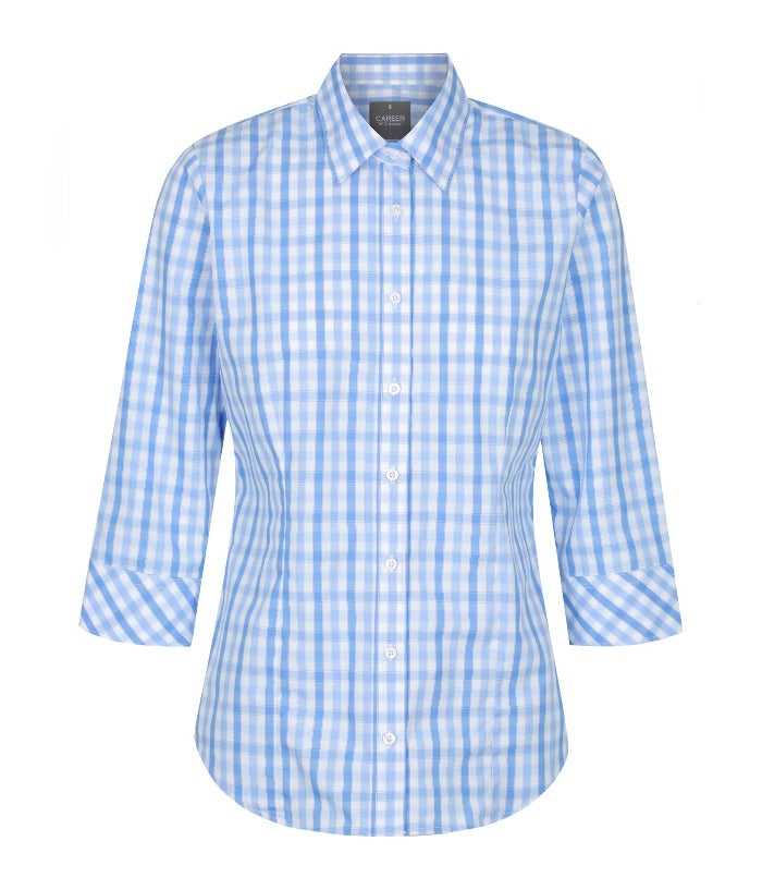 Foxton Tonal Check 3/4 Sleeve Womens Shirt - Uniforms and Workwear NZ - Ticketwearconz