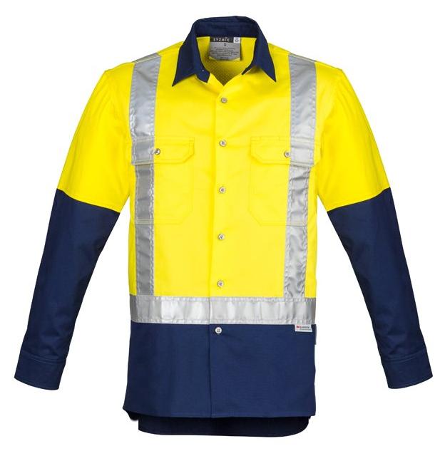 Mens Hi Vis Spliced Industrial Shirt - Shoulder Taped - Uniforms and Workwear NZ - Ticketwearconz