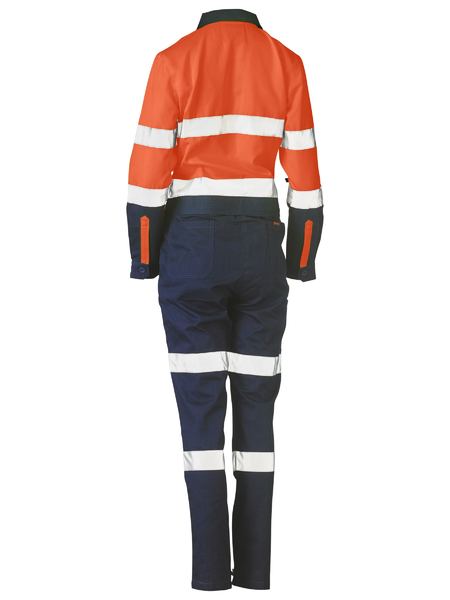 Womens Taped, Hi Vis, Cotton Drill Overall - Uniforms and Workwear NZ - Ticketwearconz