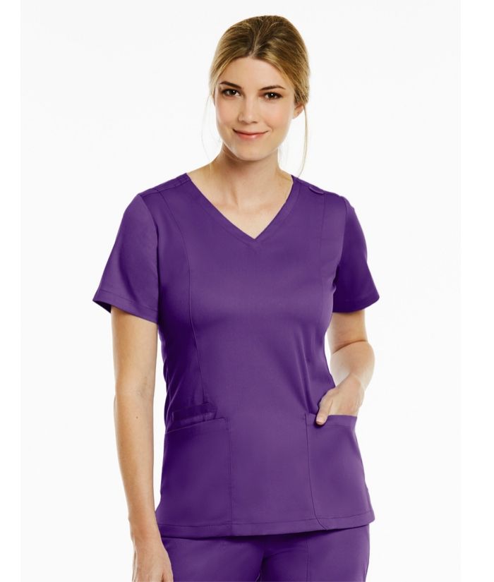 matrix-beauty-therapy-tunic-maevn-v-neck-eggplant-scrub-top-vets-nurses