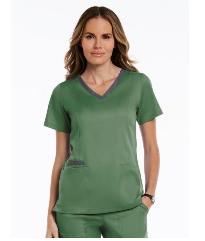 Matrix Contrast Double V-Neck Top - Uniforms and Workwear NZ - Ticketwearconz