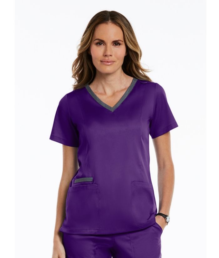 Matrix Contrast Double V-Neck Top - Uniforms and Workwear NZ - Ticketwearconz