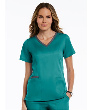 Matrix Contrast Double V-Neck Top - Uniforms and Workwear NZ - Ticketwearconz