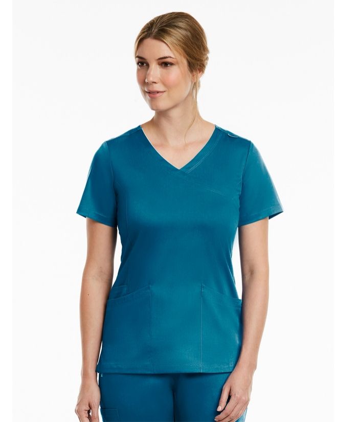 Matrix Curved Mock Wrap Top - Uniforms and Workwear NZ - Ticketwearconz