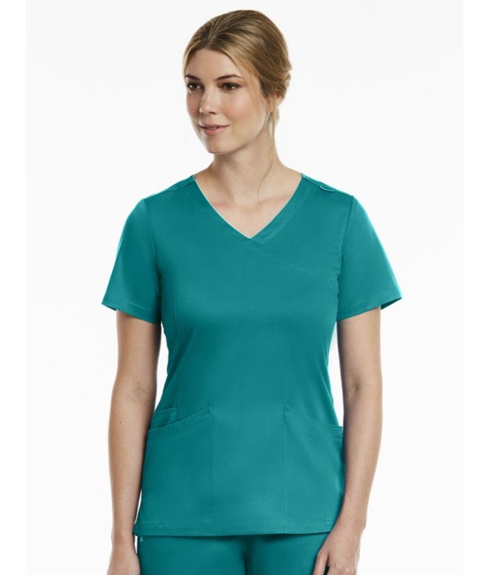 Matrix Curved Mock Wrap Top - Uniforms and Workwear NZ - Ticketwearconz