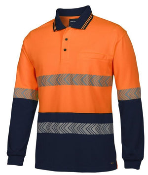 Hi Vis L/S Segmented Tape Polo - Uniforms and Workwear NZ - Ticketwearconz