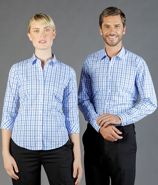 Foxton Tonal Check Long Sleeve Mens Shirt - Uniforms and Workwear NZ - Ticketwearconz