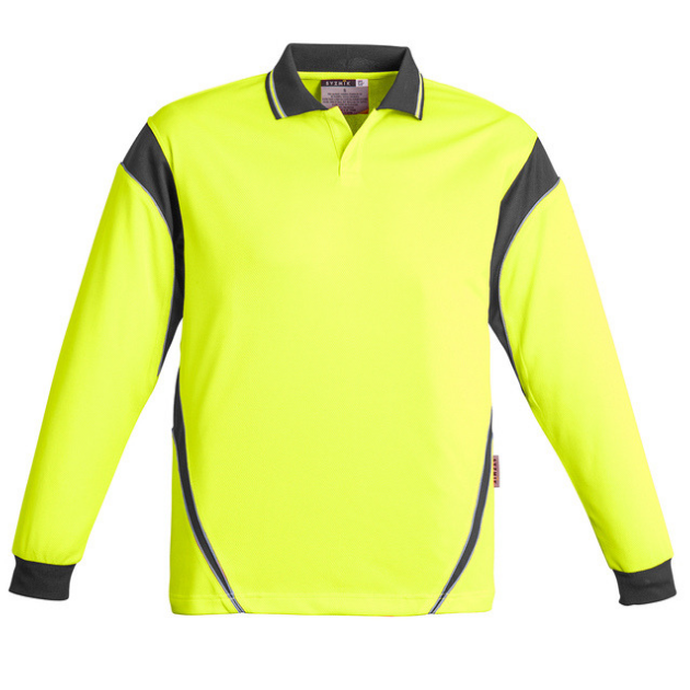 Mens Hi Vis Aztec L/S Polo - Uniforms and Workwear NZ - Ticketwearconz