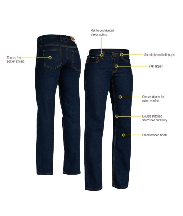 Womens Stretch Denim Jean - Uniforms and Workwear NZ - Ticketwearconz