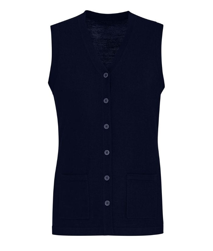 Womens Button Front Vest - Uniforms and Workwear NZ - Ticketwearconz
