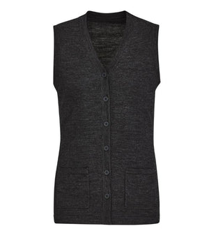 Womens Button Front Vest - Uniforms and Workwear NZ - Ticketwearconz