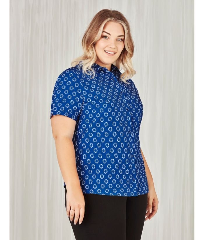 Womens Florence Easy Stretch Daisy Print Shirt - Uniforms and Workwear NZ - Ticketwearconz