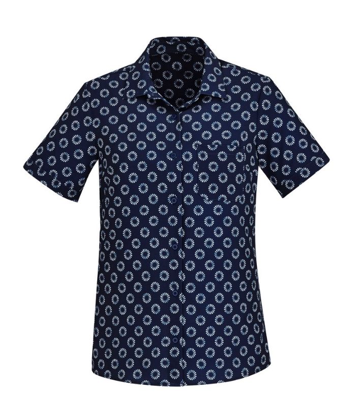 Womens Florence Easy Stretch Daisy Print Shirt - Uniforms and Workwear NZ - Ticketwearconz