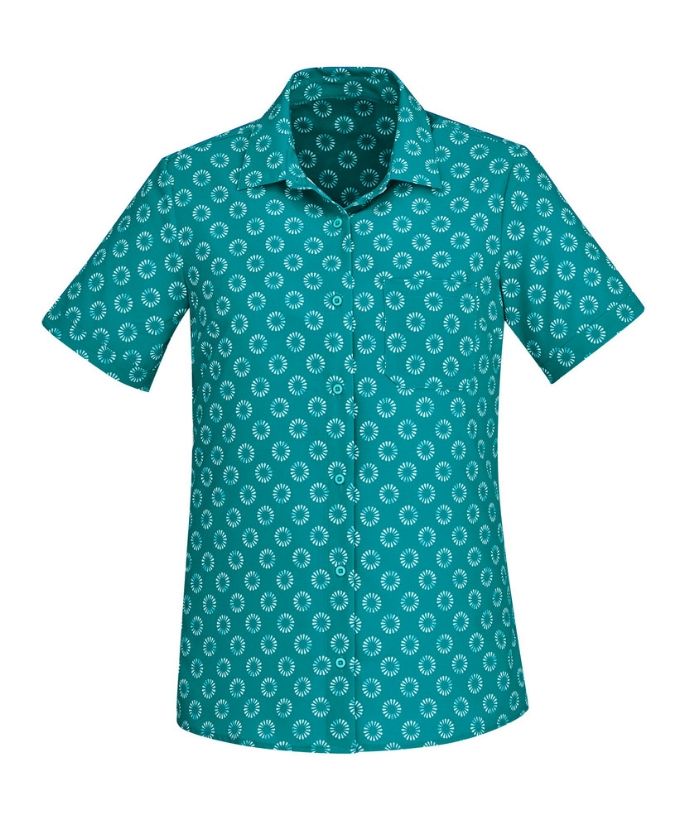 Womens Florence Easy Stretch Daisy Print Shirt - Uniforms and Workwear NZ - Ticketwearconz